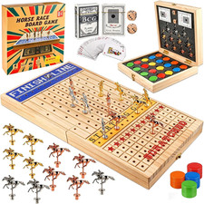 Horse Race Board Game, Foldable Wood Race Board, Race Horse Game | 21 in Horse R