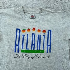 Vtg 1996 Atlanta City Of Dreams T-Shirt Mens M/L Gray Single Stitch Olympics