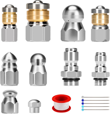 #ad 10Pcs Sewer Jetter Nozzle Kit Stainless Steel Jetter Heads Kit for Pressure Wash $39.72