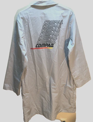 Compaq Lab Long Coat Vintage 80s 90s Dilly Uniform Gray Computer Electronic 46