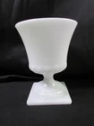 Mid Century Vintage E. O. Brody Milk Glass Square Footed Vase or Urn 5.75"x7"