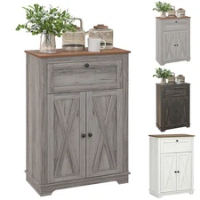 HOMCOM Farmhouse Storage Cabinet with Drawer and Doors