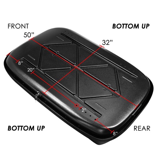 WATERPROOF GLOSSY CAR TOP CARGO CARRIER ROOF MOUNT TRAVEL STORAGE BOX W/ LOCK - Picture 10 of 11