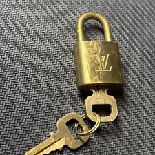 Authentic Louis Vuitton PadLock Solid Lock Key Brass Number  302 Gold Tone LV