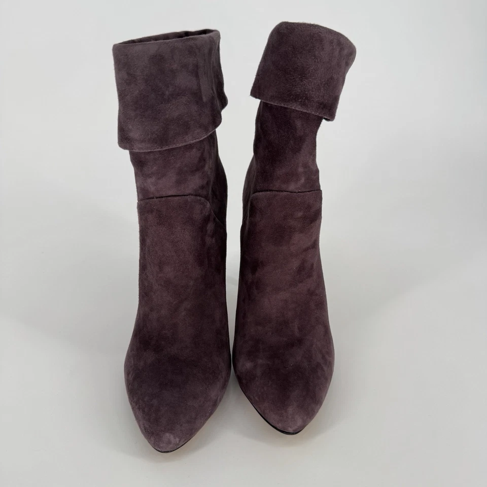 Botines de gamuza para mujer Joan David talla 7 con puños tacón alto Dahonoria púrpura Foto 2 de 4