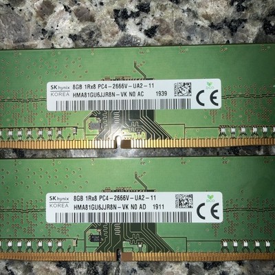 SK Hynix 16GB Kit (2x8GB) 1Rx8 PC4-2666V-UA2-11 HMA81GU6JJR8N-VK Desktop Ram