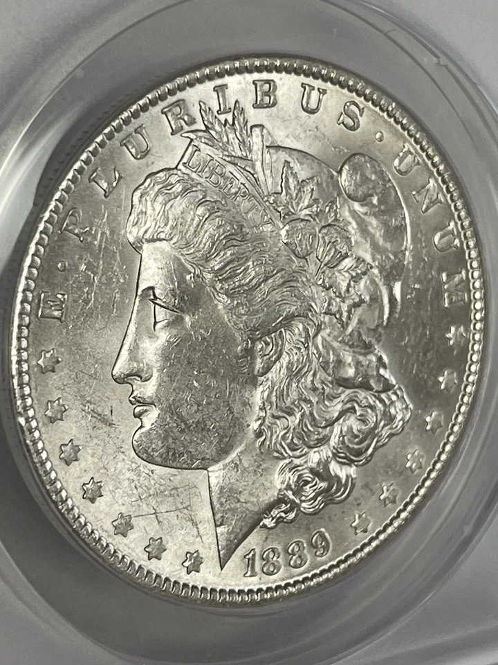 1889 Morgan Silver Dollar ANACS AU 58 Vintage Antique Coin Free Shipping - Image 2 of 4