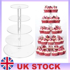 5 Tier Clear Round Cupcake Stand Acrylic Display Wedding/Party Cup Cake Holder