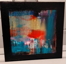 Original Acrylic Painting Abstract Artwork Outsider  Contemporary Home Decor 6"