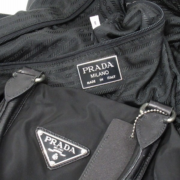 anb PRADA Boston Bag Travel Bag Black Nylon Leather Simple Made in Italy 837219 thumbnail 7