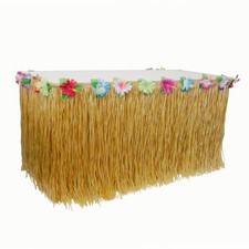 JEKANEL Table Grass Skirt for Hawaiian 102.4" x 29.5" (Square), Festucine