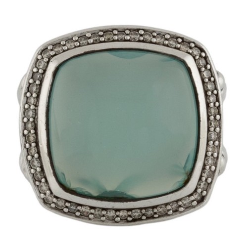 DAVID YURMAN Aqua Barwiony Chalcedon Diament Albion Pierścionek Rozmiar 5,75 - Zdjęcie 3 z 6