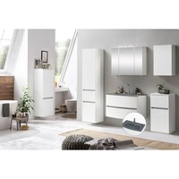 Badezimmer Set Matt Weiß Led Spiegelschrank HäNgeschrank Waschtisch Unterschrank