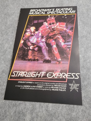 1987 Vtg Starlight Express Musical Theater Broadway Window Card Poster ...