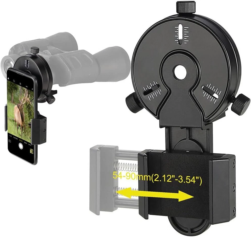 Soporte adaptador de teléfono celular para mira telescópica Vortex Bushnell Celestron Barska... Foto 2 de 4