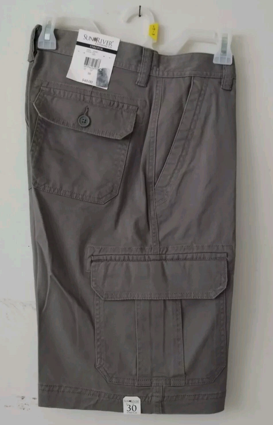 Men's Gray SunRiver Cargo Shorts Size 30 Light Weight Cotton Blend