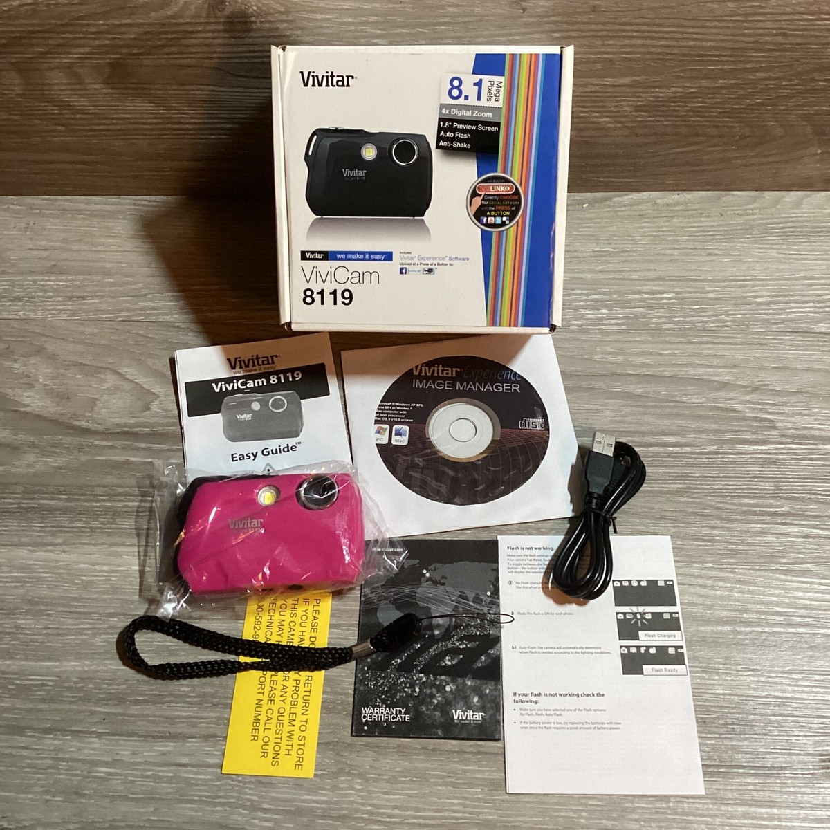 Vivitar ViviCam 8119 Digital Camera 8.1MP Pink or Blue See Video