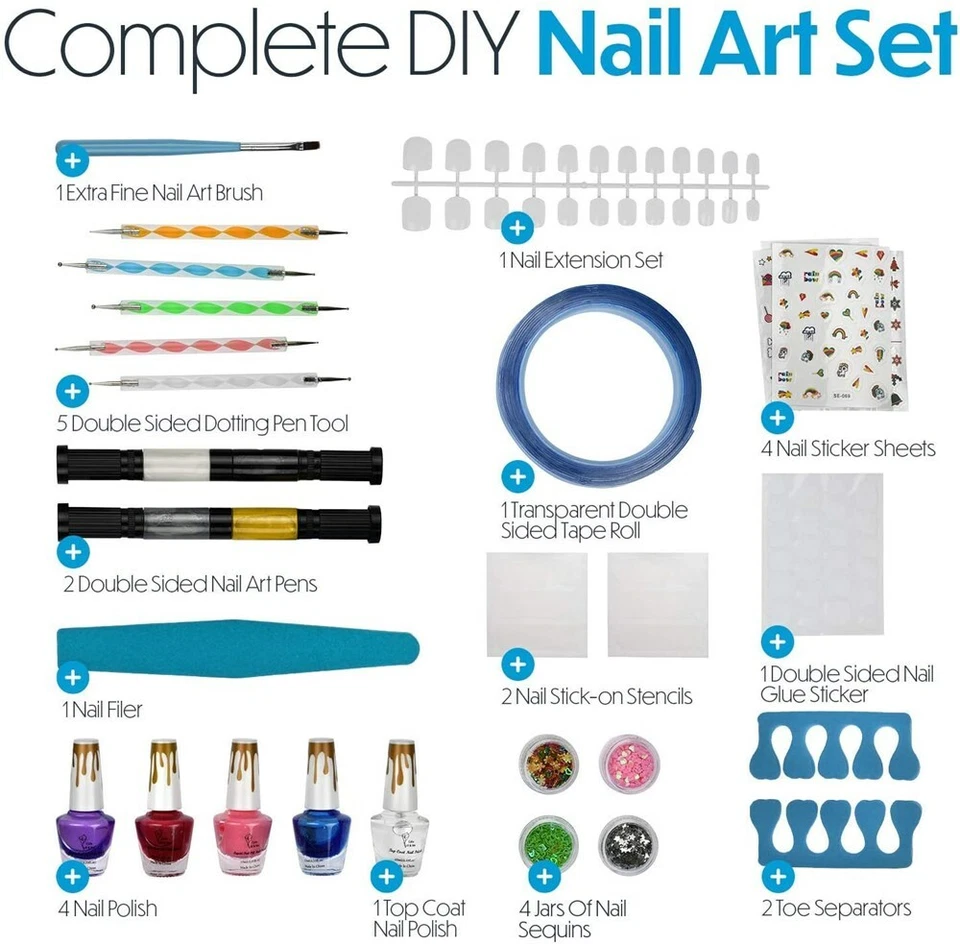 Nail Art Kit for Girls Nail Polish Sets for Kids Non Toxic - Blue - Toysical - Image 2 of 4