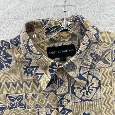 CROFT & BARROW à Carreaux Chemise Bouton Bleu Blanc Hommes XL EUR 10,15 - FR