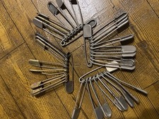 Vintage Brass Safety Pin 5" Large Military Laundry/Horse Blanket Lot Of 7