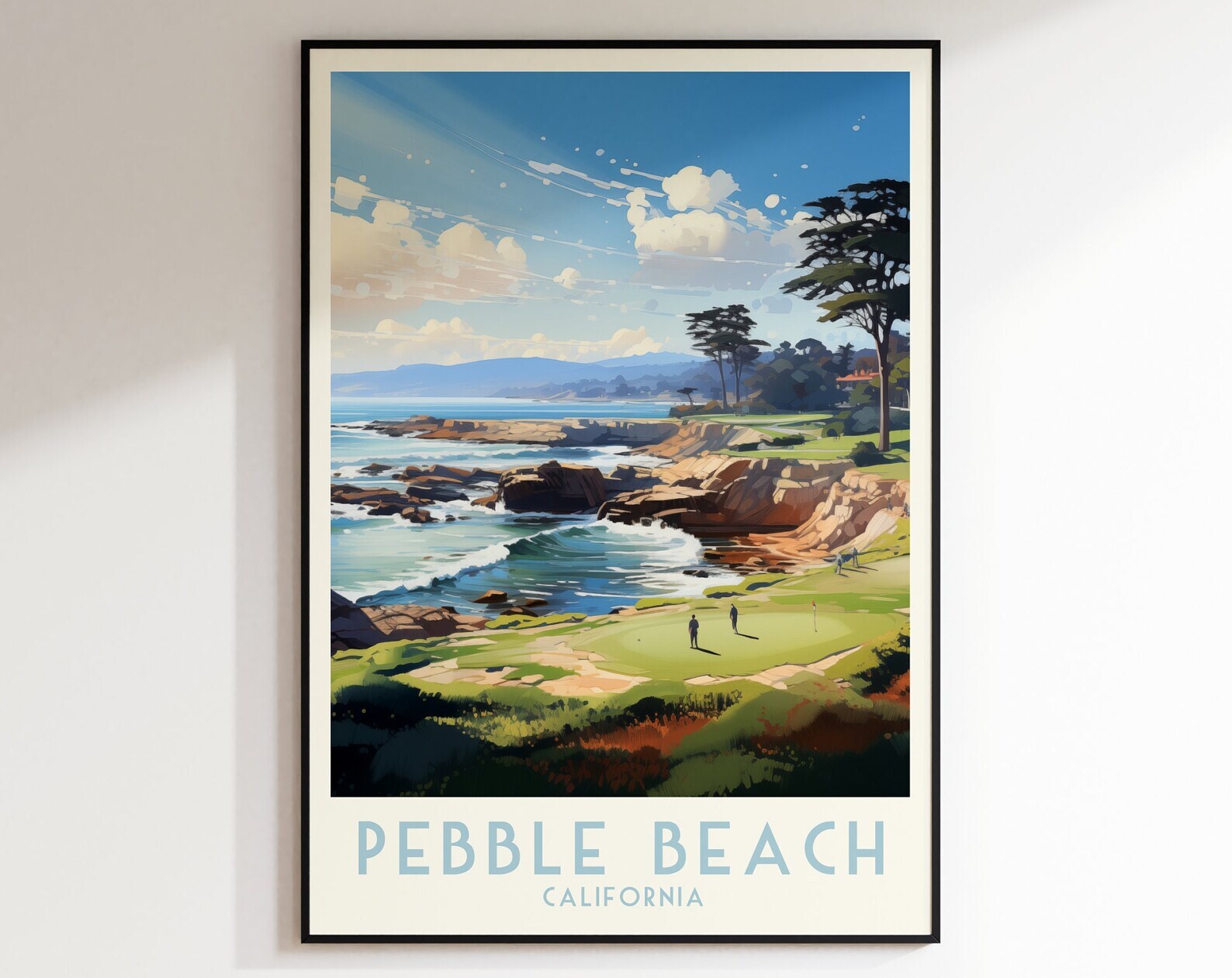 Pebble Beach Golf Course Print United States California Poster Home Decor Retro