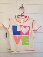 NWT OshKosh B  gosh Girls White  Love  Rash Guard Shirt UPF 50 Size 4