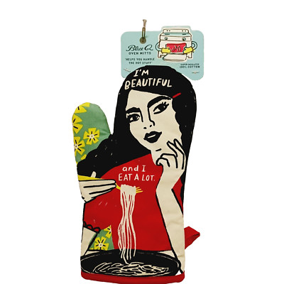 Blue Q Oven Mitt Kitchen Beautiful Eat a Lot Spaghetti Sauce Flowers NWT NEW