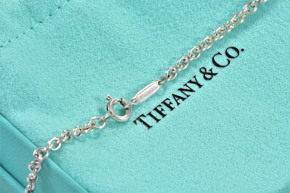 Collar Tiffany & Co Plata 3mm Grueso Bordillo Cadena 36.2" Para Colgante y Bolsa Raro Foto 4 de 4