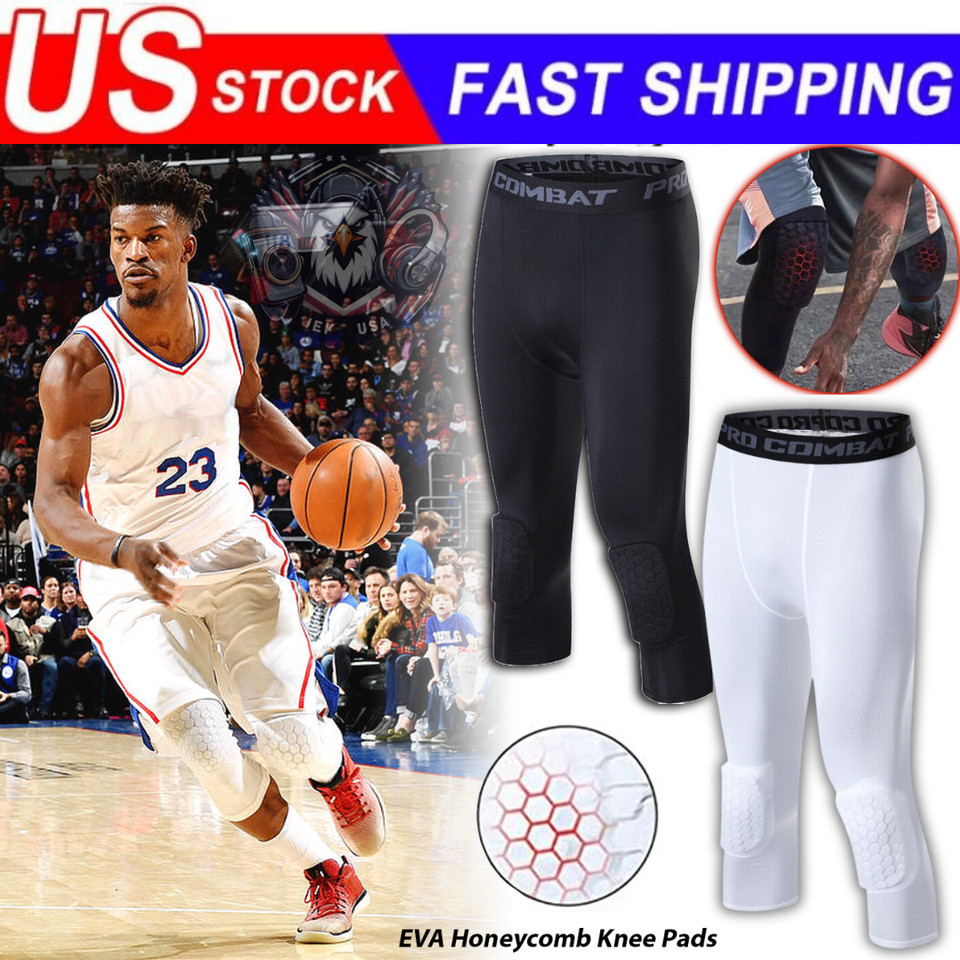 Pantalones Deportivos para Hombre, Mallas de Compresión 3/4 con Rodillera EE. UU.