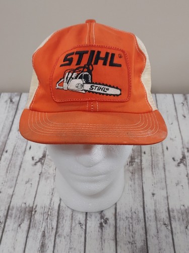 Vintage Stihl Kettensägemütze K-Products Druckknopflasche Netz Trucker Kappe Aufnäher - Bild 3 von 10