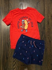 Carter's Independence Day Boys Outfit Shirt  Shorts 5 5T Red White Blue