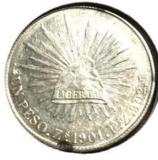 Elfe Mexiko 1 Peso 1901 ZsFZ Cap and Ray Zacatecas postfrisch C49