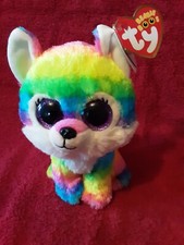 Ty Beanie Boos "River" The Rainbow Wolf, 6" New (Great Wolf Lodge Exclusive)