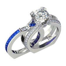 Skylar Wedding Ring Set for Women Engagement Ring and Matching Band Cz Ginger...