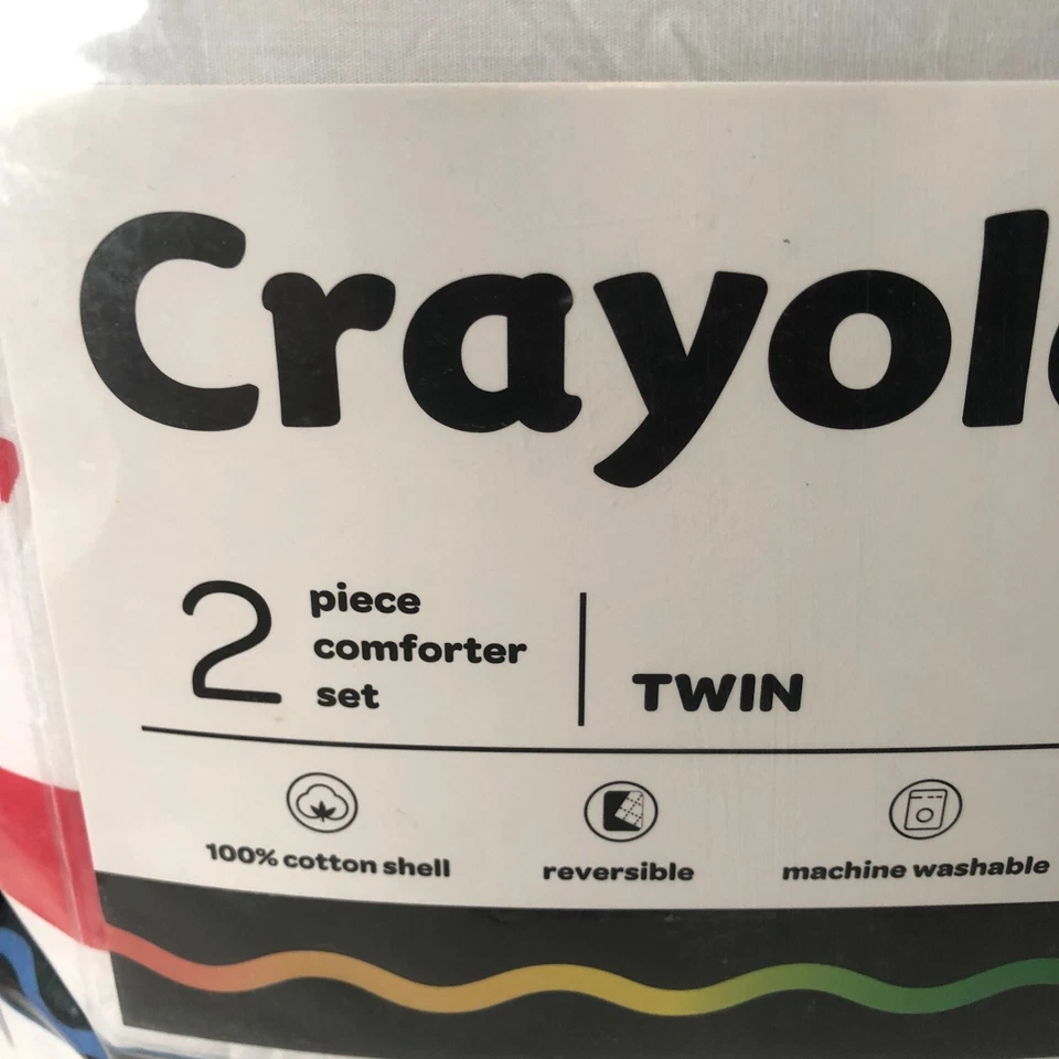 Juego de edredón y farsa Crayola doble reversible a rayas serpentinas habitación infantil Foto 3 de 4