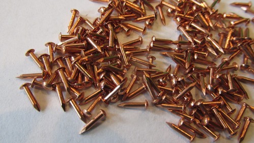 ESCUTCHEON PINS SOLID COPPER 300 pcs. 4/16" X 18 ga. U.S.A. WOOD / LEATHER new   - Picture 2 of 9