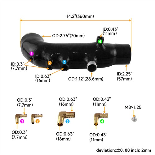 For Subaru Impreza WRX GE GH GR GV EJ25 08-14 Silicone Turbo Inlet Intake Hose - Picture 4 of 12