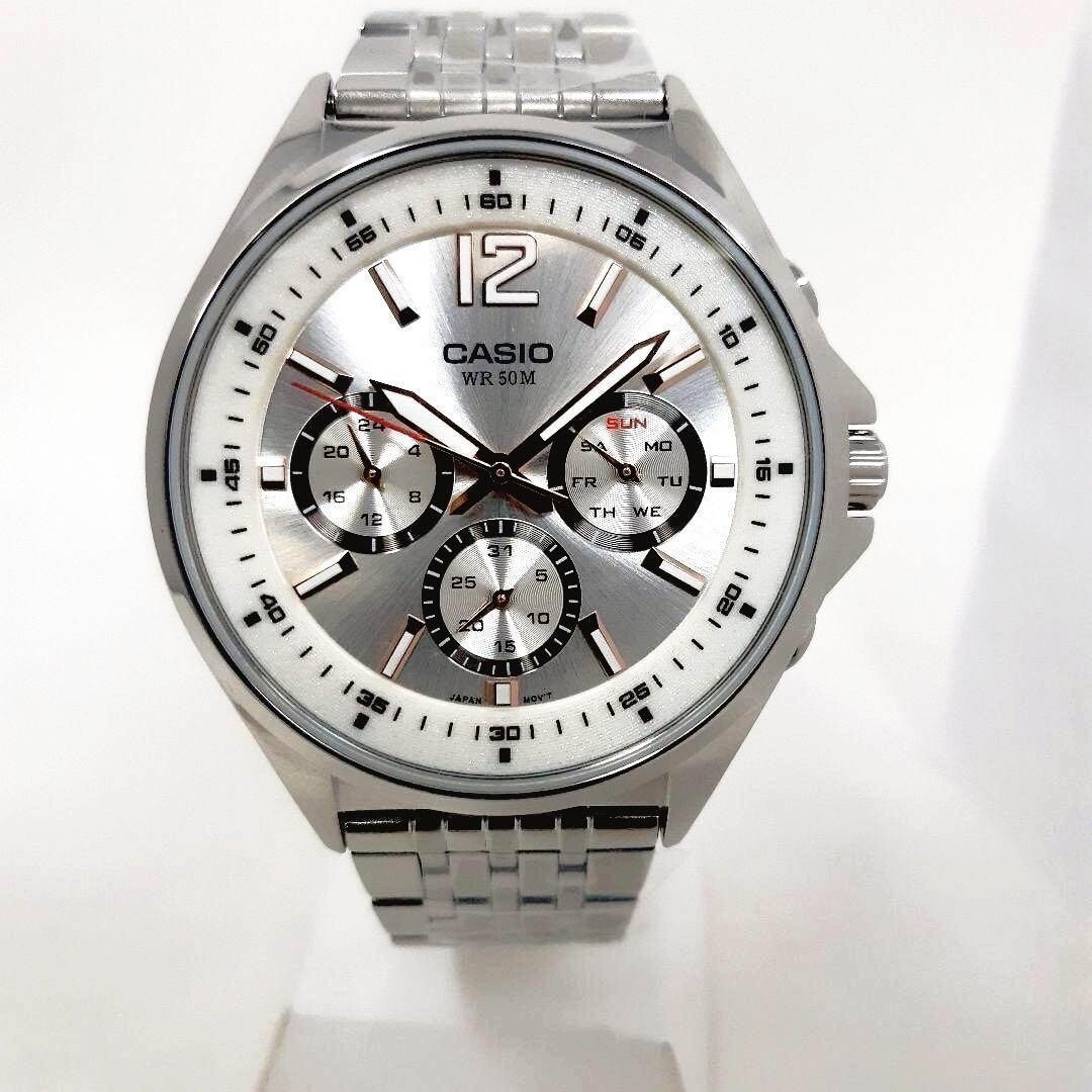 CASIO Standard MTP-E303D-7 5374 Chrono Analog Quartz Silver Watch Move  Japan | eBay
