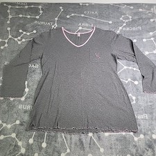 Victoria Secret cotton sleepshirt Gray With The VS Logo Design M Long Sleeve 80s
