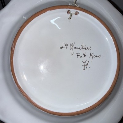 Vintage Moustiers Faience Main Hand Painted Plate France Blue Bird