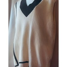 100 Cashmere Ivory Black Asymmetrical Sweater Vest