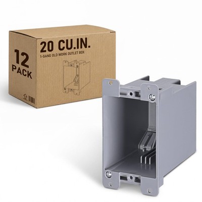 LEONLITE 12 Pack Old Work Electrical Outlet Box One Gang Ultra deep 20 Cubic
