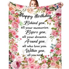 Birthday Gifts for Women Blanket Happy Birthday Decorations Throw Blanket Bes...