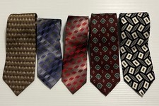 Lot Of 5 Men s Silk Ties Jos A Bank Van Heusen Harve Benard Abstract Geometric