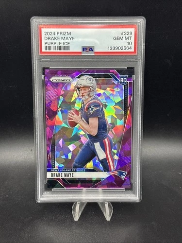 2024 Prizm Drake Maye RC Purple Ice Prizm Rookie #175/225 Patriots PSA 10