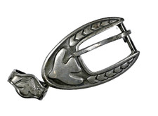91  Vintage Sterling Silver Western Belt Buckle Signed BeA Chacon 41 Grams NM