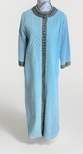 Accappatoio lungo vintage anni 70 alla moda di Flobert bambino blu Bling trapunta mod casa cappotto