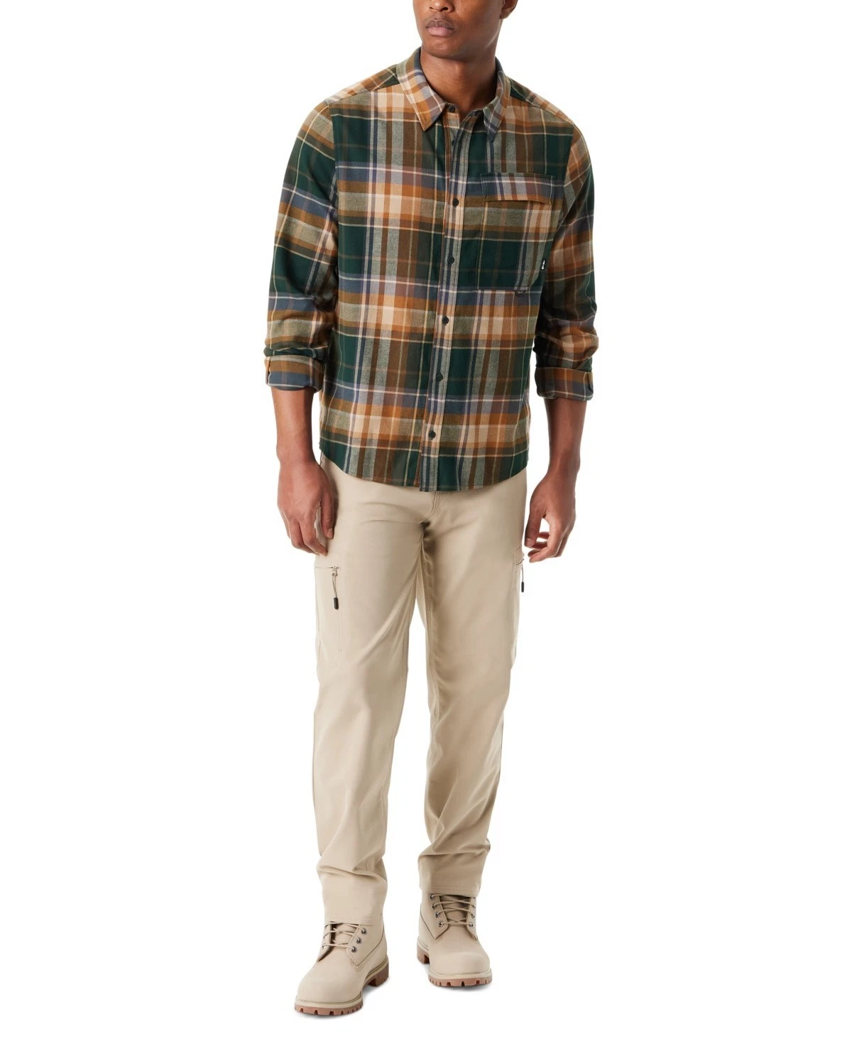 Bass Outdoor Flannel Shirt Men's XL Med Brown Plaid Long Sleeve Button Up FTS162