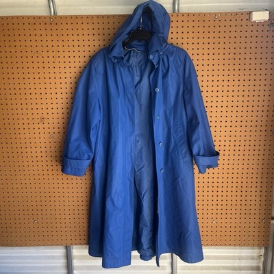 Vintage Helly Hansen Women s Blue Rain Trench Coat Jacket Size 10 Petite