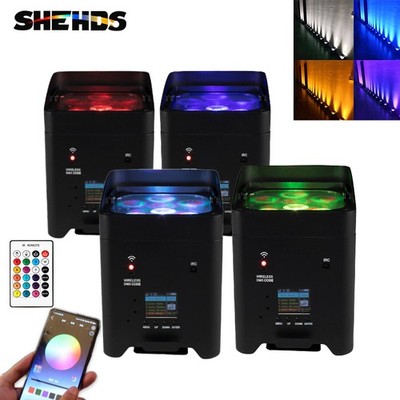 SHEHDS 6x18W Wiederaufladbares LED Par Bühnenlicht RGBAW+UV DMX Bühnenlicht APP